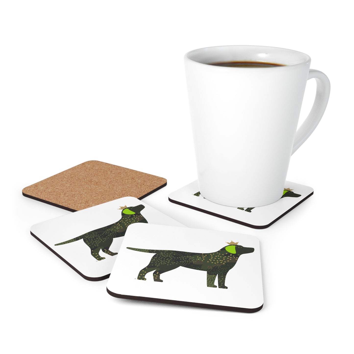 Labrador Camo Corkwood Coaster Set