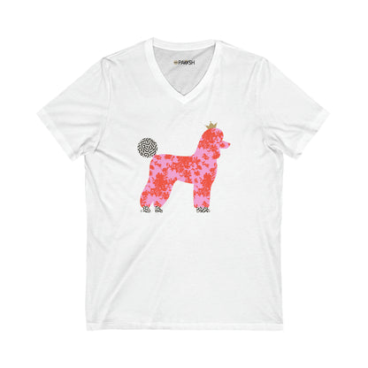 Poodle Unisex Jersey Short Sleeve V-Neck Tee