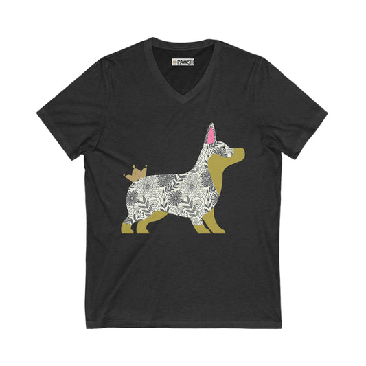 Corgi Unisex Jersey Short Sleeve V-Neck Tee