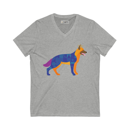 German Shepherd Unisex Jersey Short Sleeve V-Neck Tee