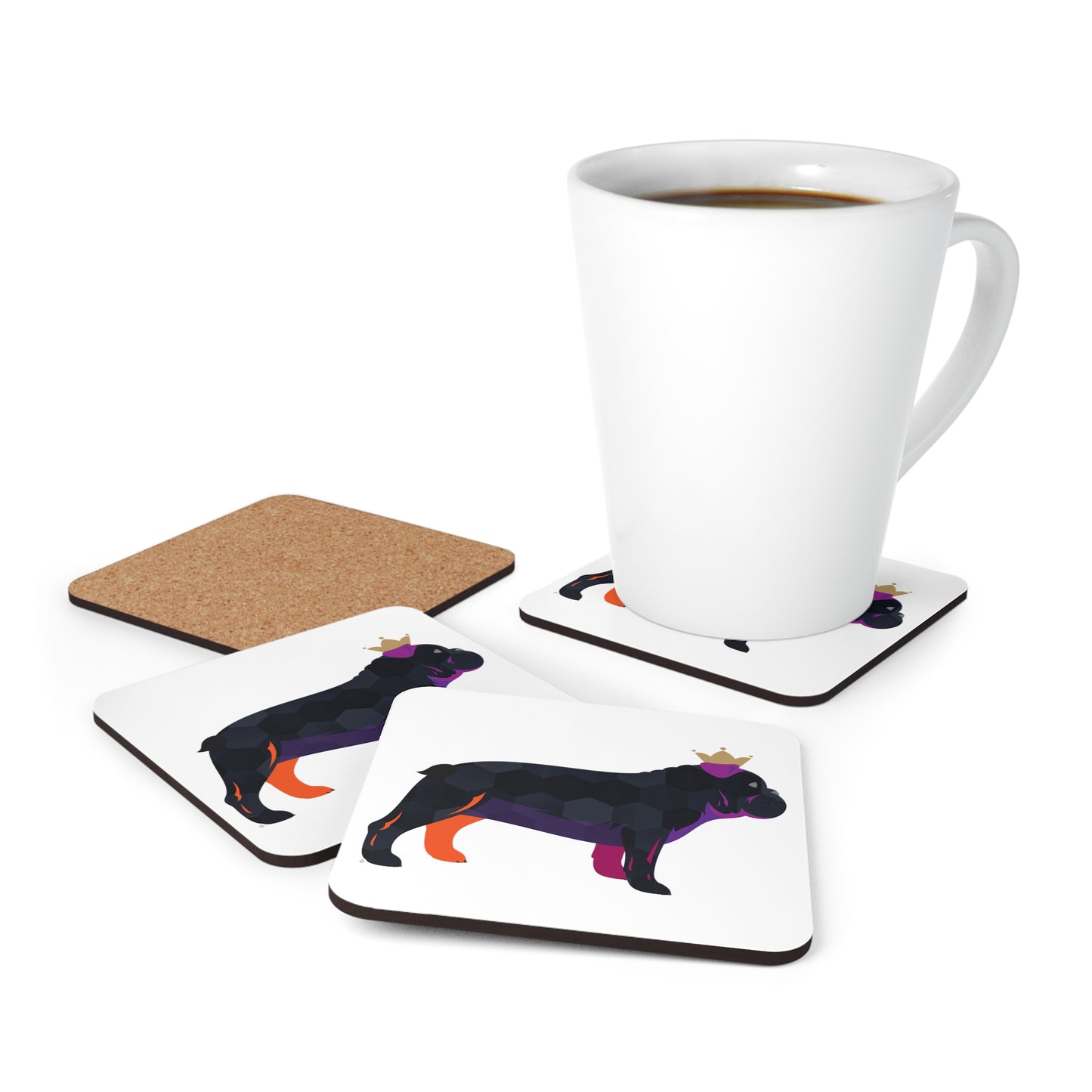 Frenchie Black Corkwood Coaster Set