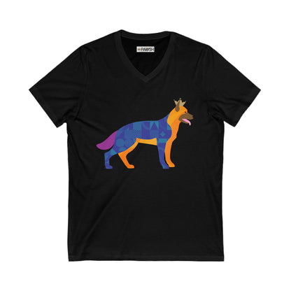 German Shepherd Unisex Jersey Short Sleeve V-Neck Tee