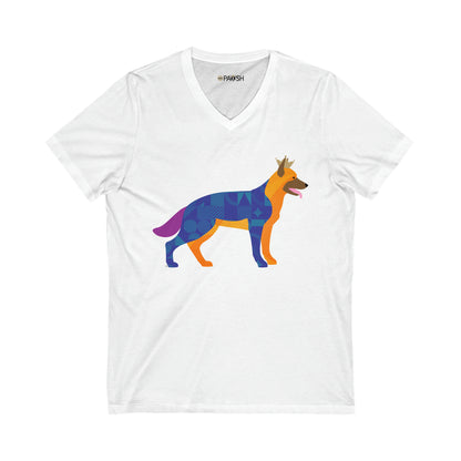 German Shepherd Unisex Jersey Short Sleeve V-Neck Tee