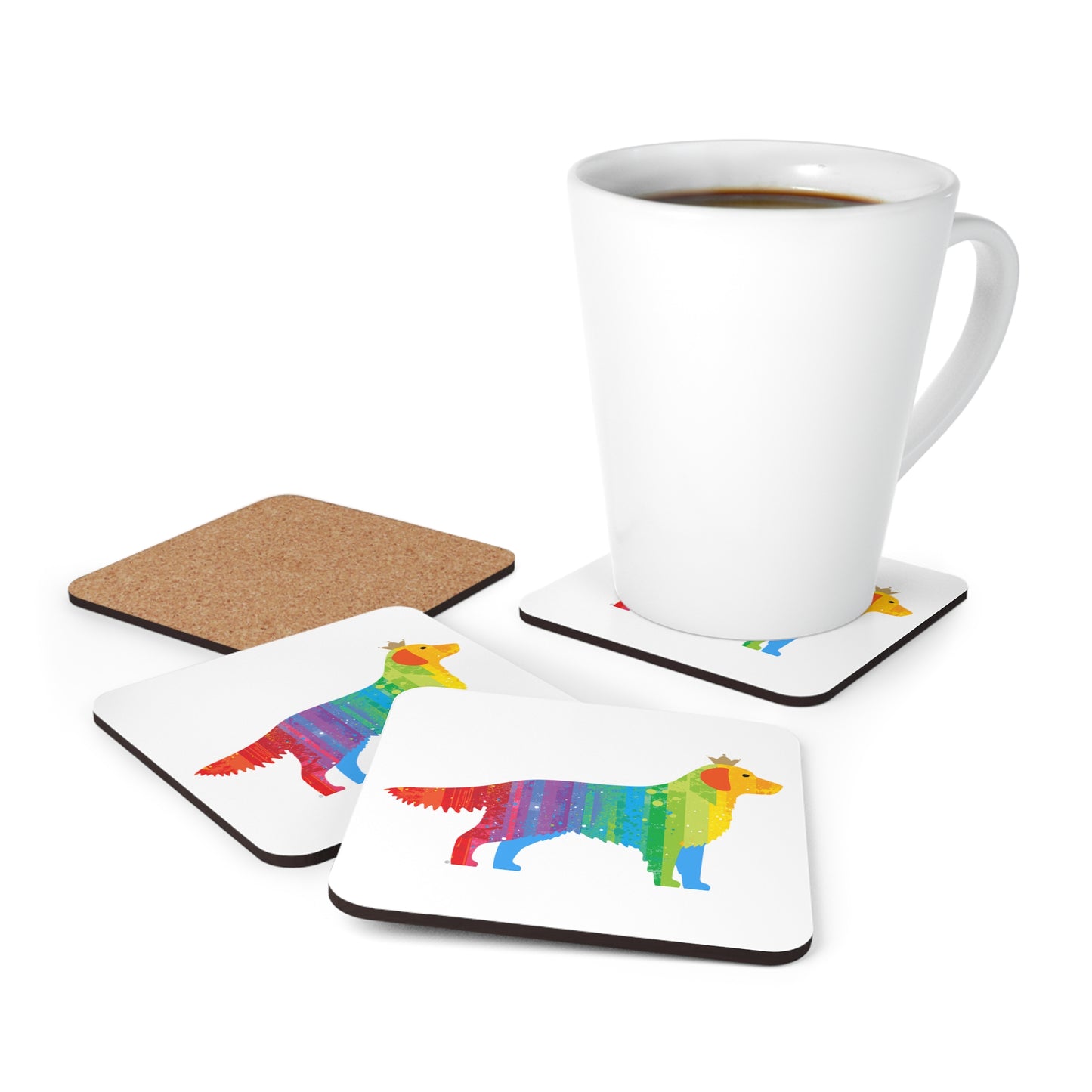 Golden Retriever Corkwood Coaster Set