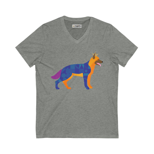 German Shepherd Unisex Jersey Short Sleeve V-Neck Tee