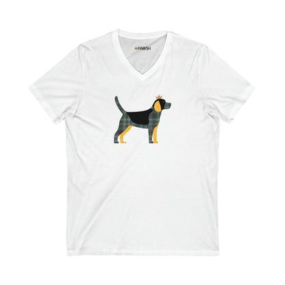 Beagle Unisex Jersey Short Sleeve V-Neck Tee