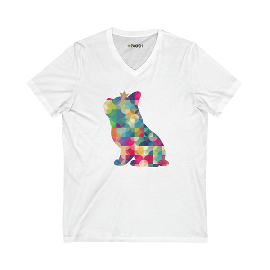 Frenchie Kaleidoscope Unisex Jersey Short Sleeve V-Neck Tee