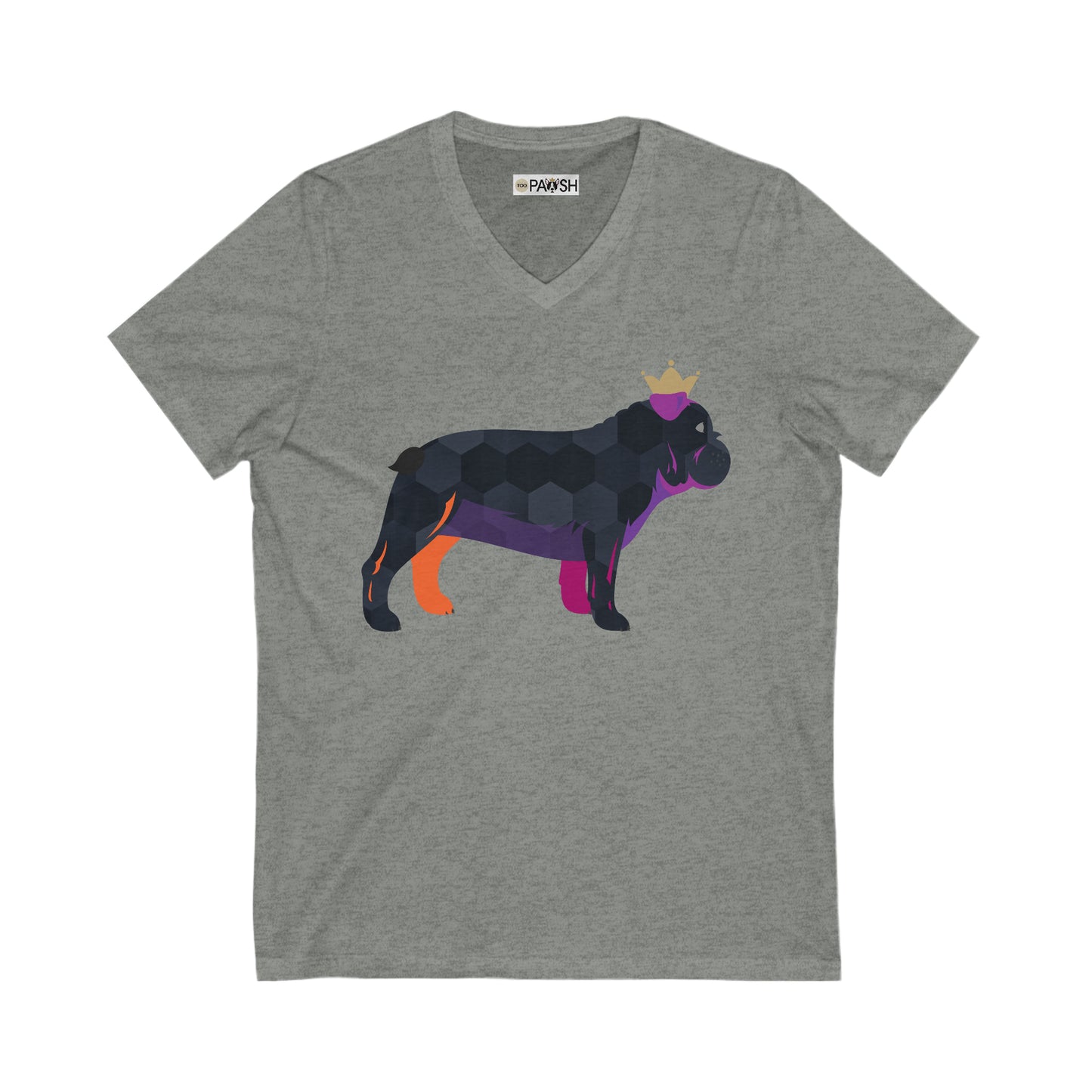 Frenchie Black Unisex Jersey Short Sleeve V-Neck Tee