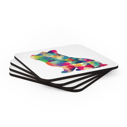 Frenchie Kaleidoscope Corkwood Coaster Set