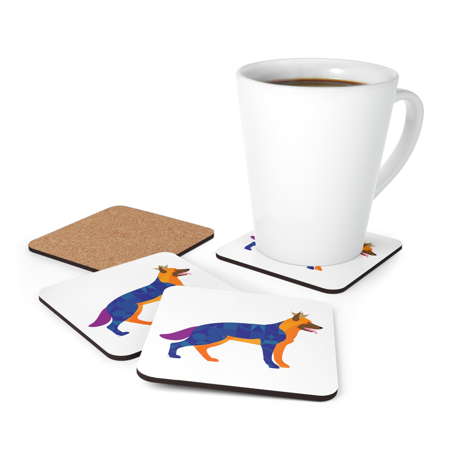 German Shepherd Corkwood Coaster Set