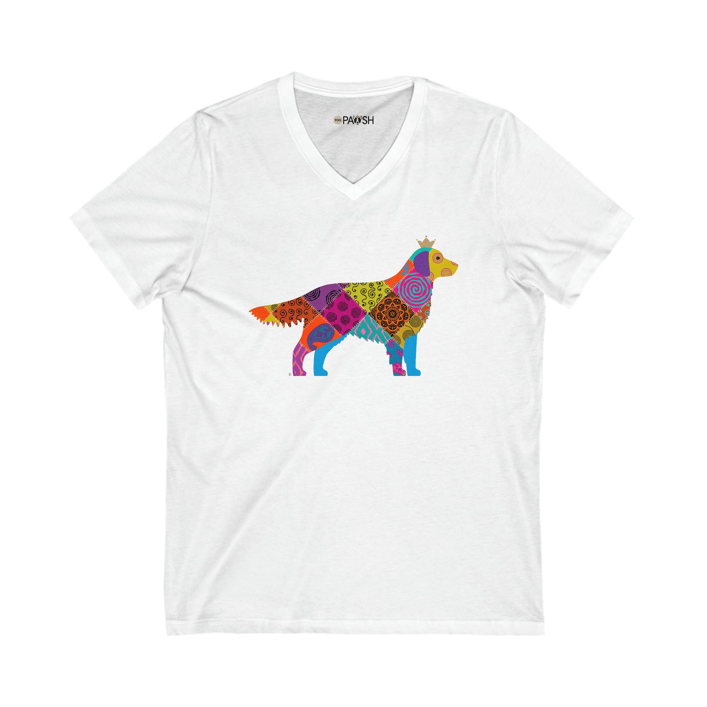 Golden Retriever Paisley Unisex Jersey Short Sleeve V-Neck Tee