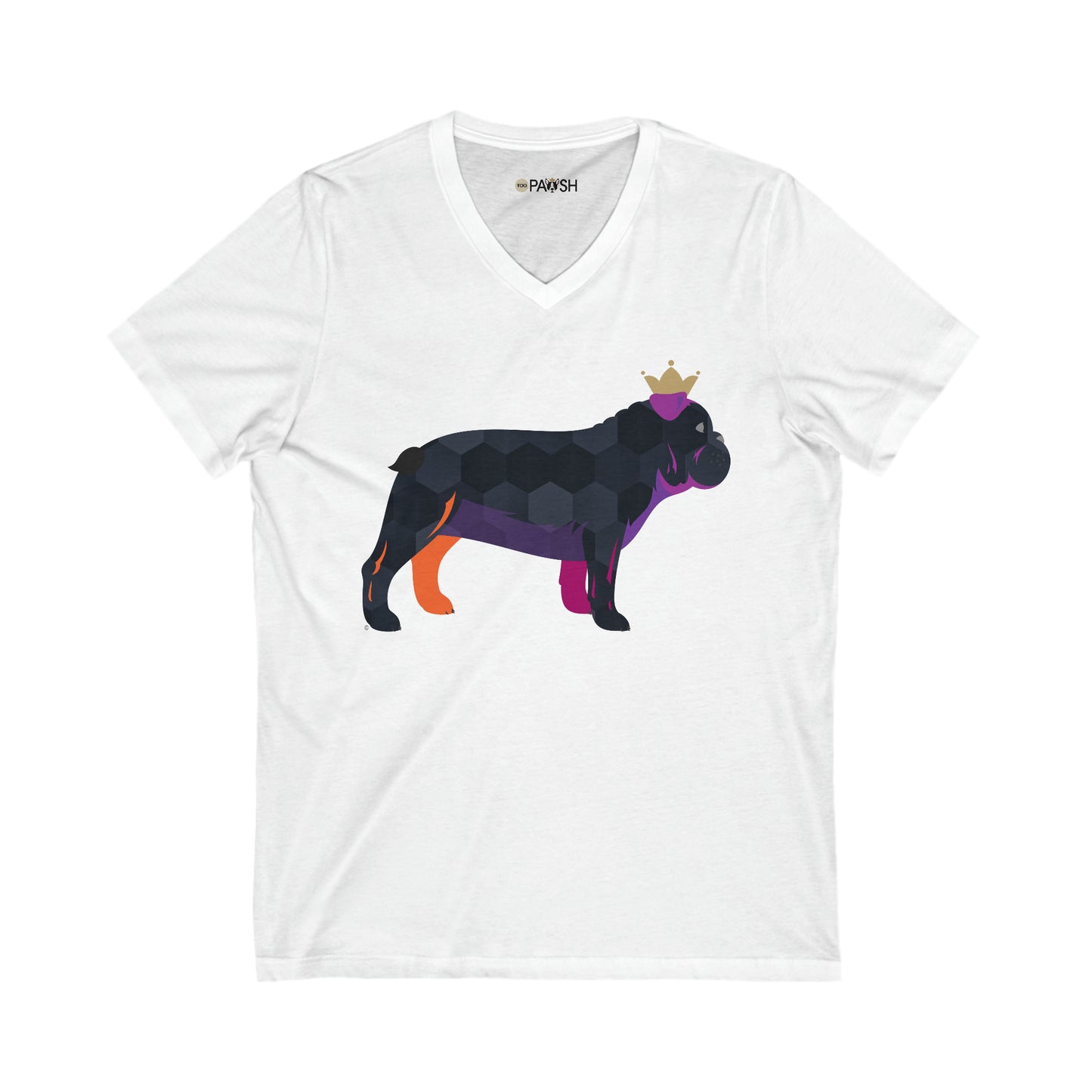 Frenchie Black Unisex Jersey Short Sleeve V-Neck Tee