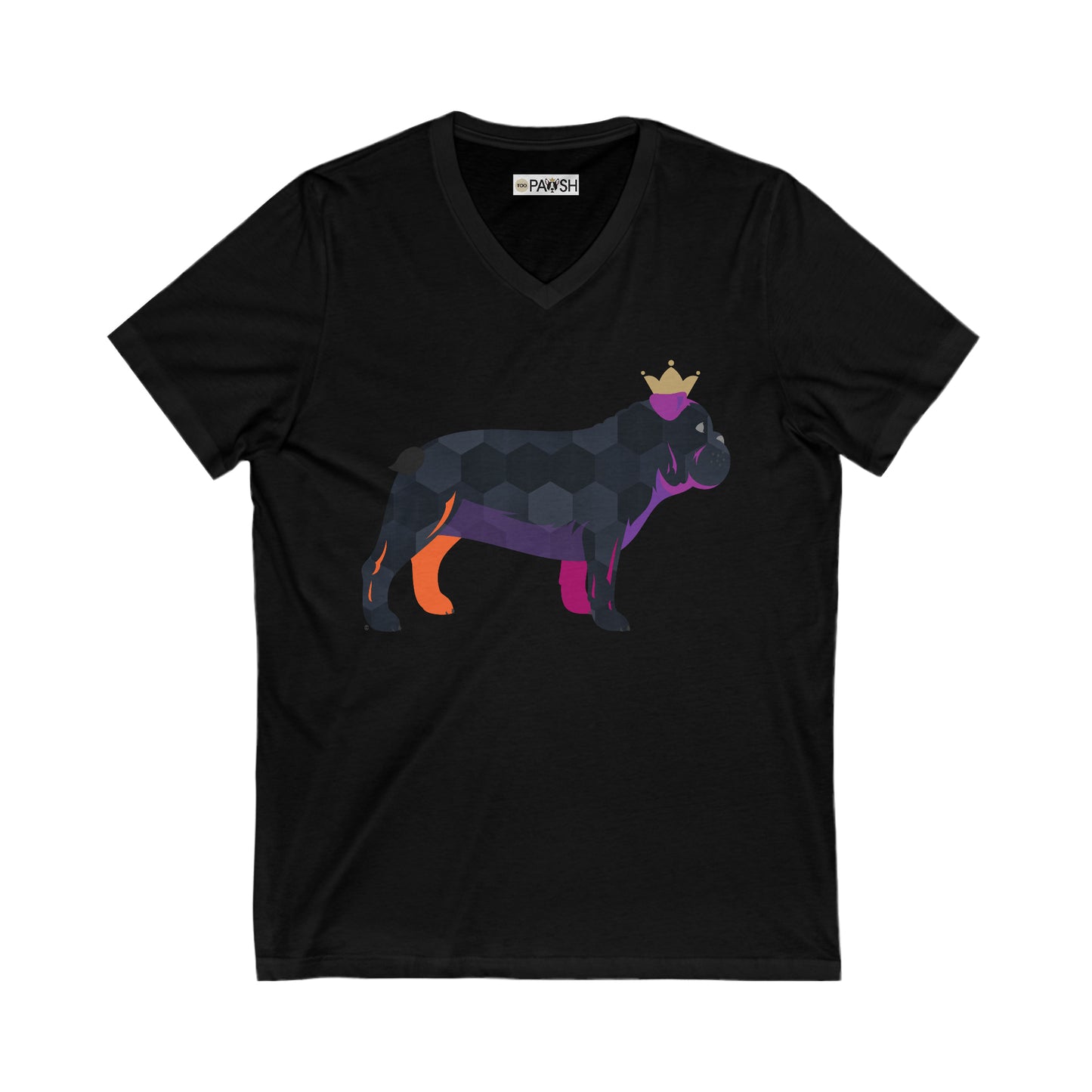 Frenchie Black Unisex Jersey Short Sleeve V-Neck Tee