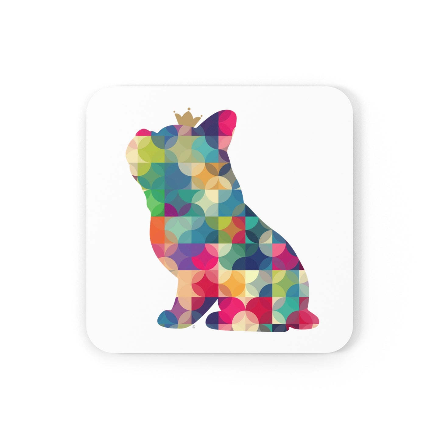 Frenchie Kaleidoscope Corkwood Coaster Set