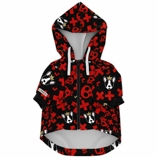 Glam Punk Red Fashion Dog Zip-Up Hoodie