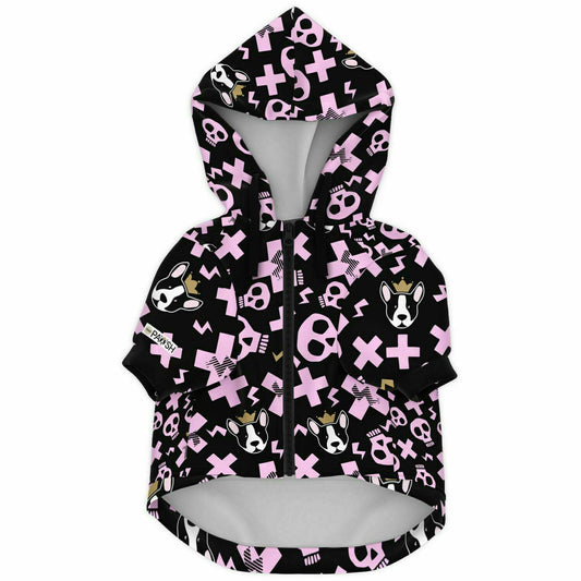 Glam Punk Pink Fashion Dog Zip-Up Hoodie