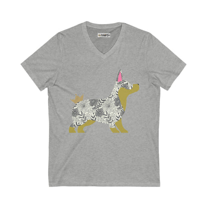 Corgi Unisex Jersey Short Sleeve V-Neck Tee