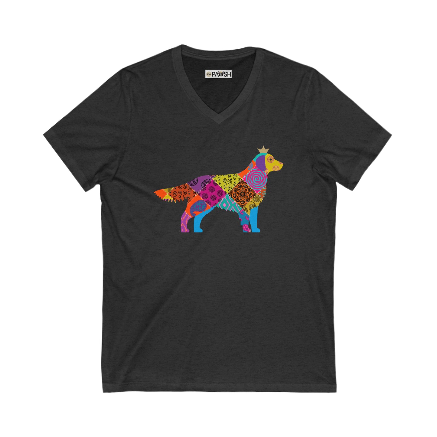 Golden Retriever Paisley Unisex Jersey Short Sleeve V-Neck Tee