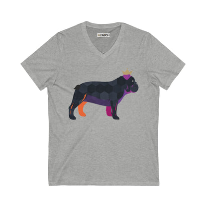 Frenchie Black Unisex Jersey Short Sleeve V-Neck Tee