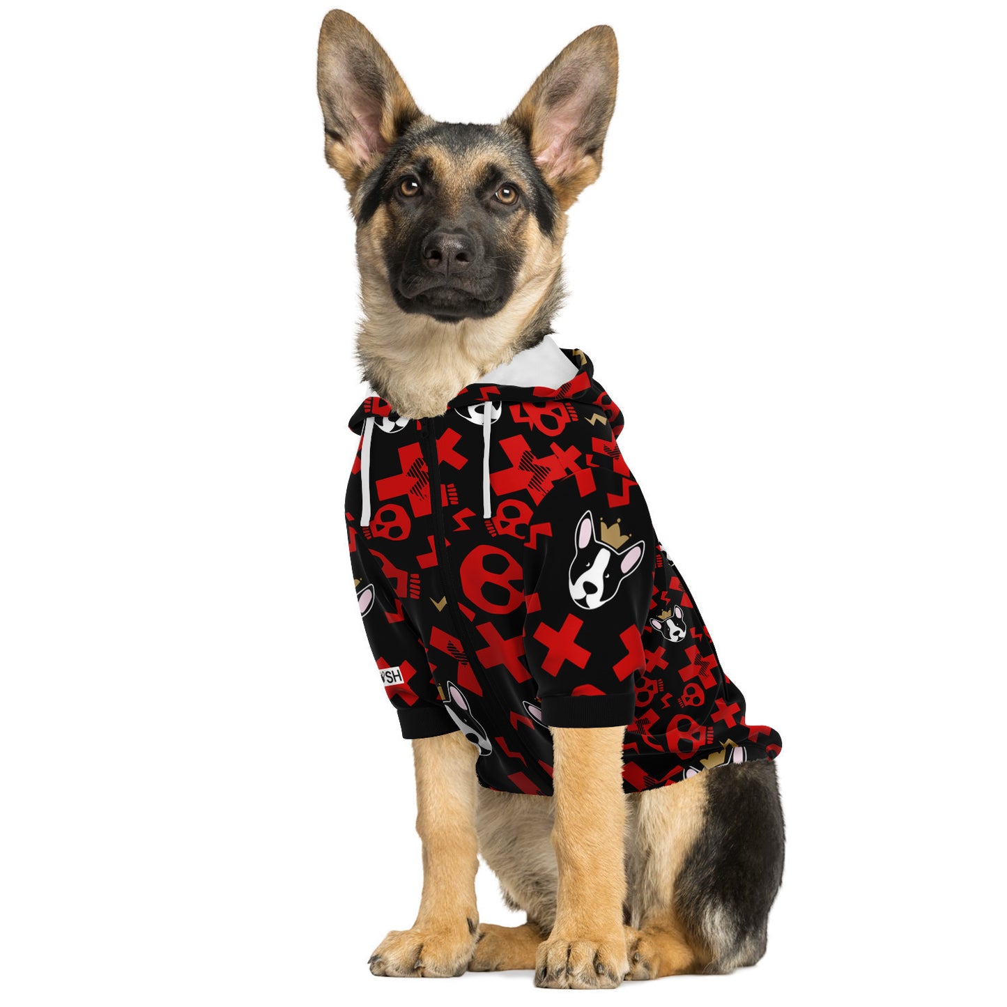 Glam Punk Red Fashion Dog Zip-Up Hoodie