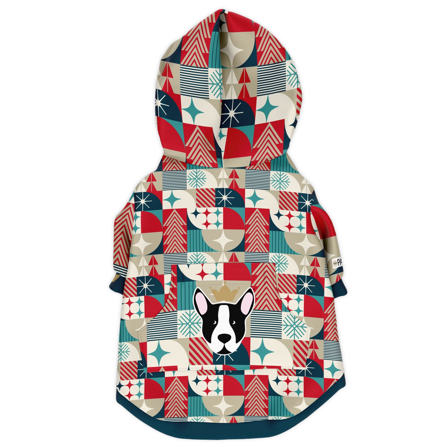 Retro Christmas Athletic Dog Zip-Up Hoodie