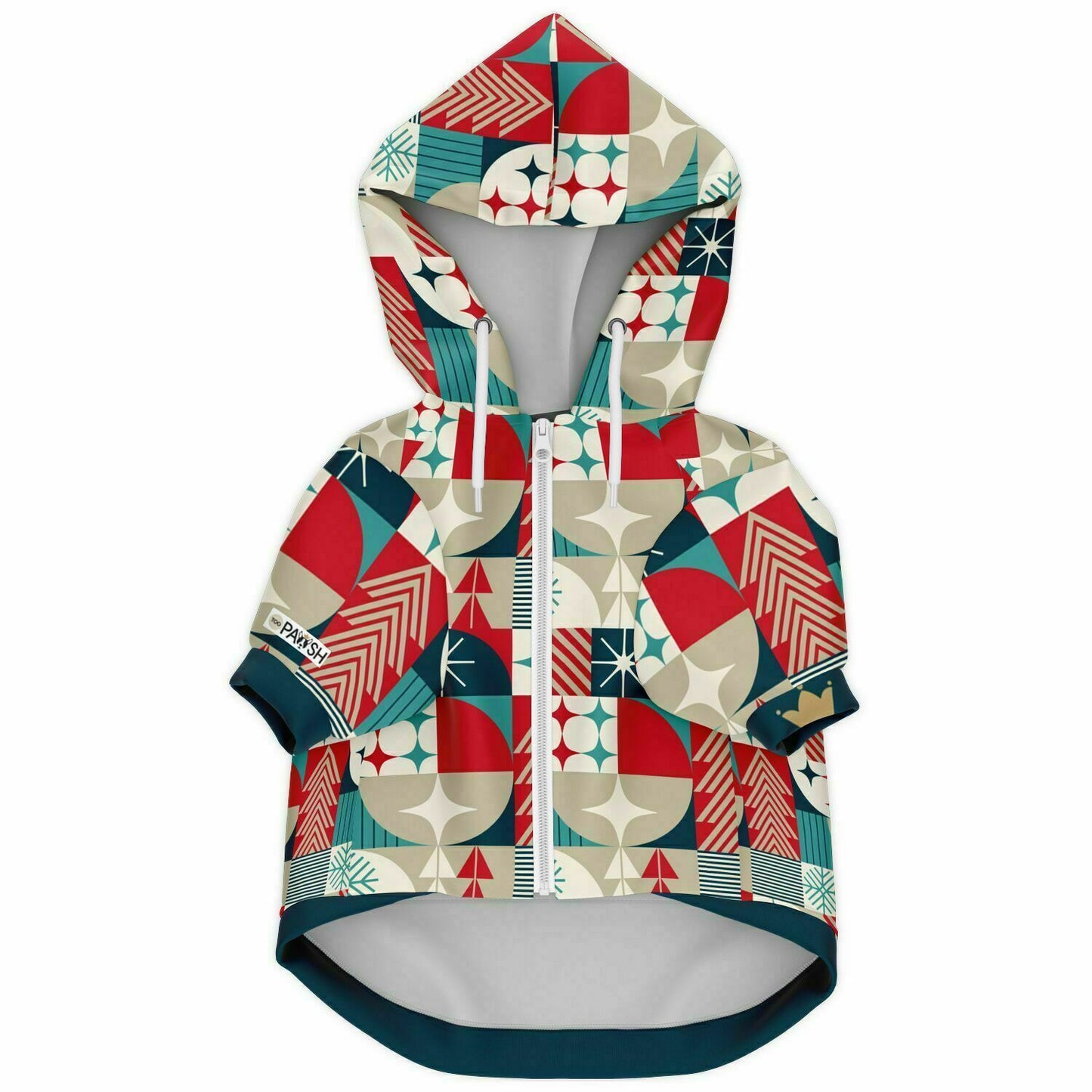 Retro Christmas Athletic Dog Zip-Up Hoodie