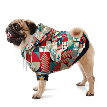 Retro Christmas Athletic Dog Zip-Up Hoodie