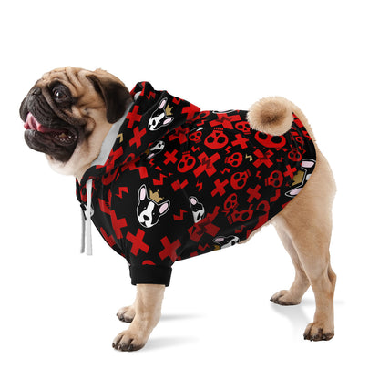 Glam Punk Red Fashion Dog Zip-Up Hoodie