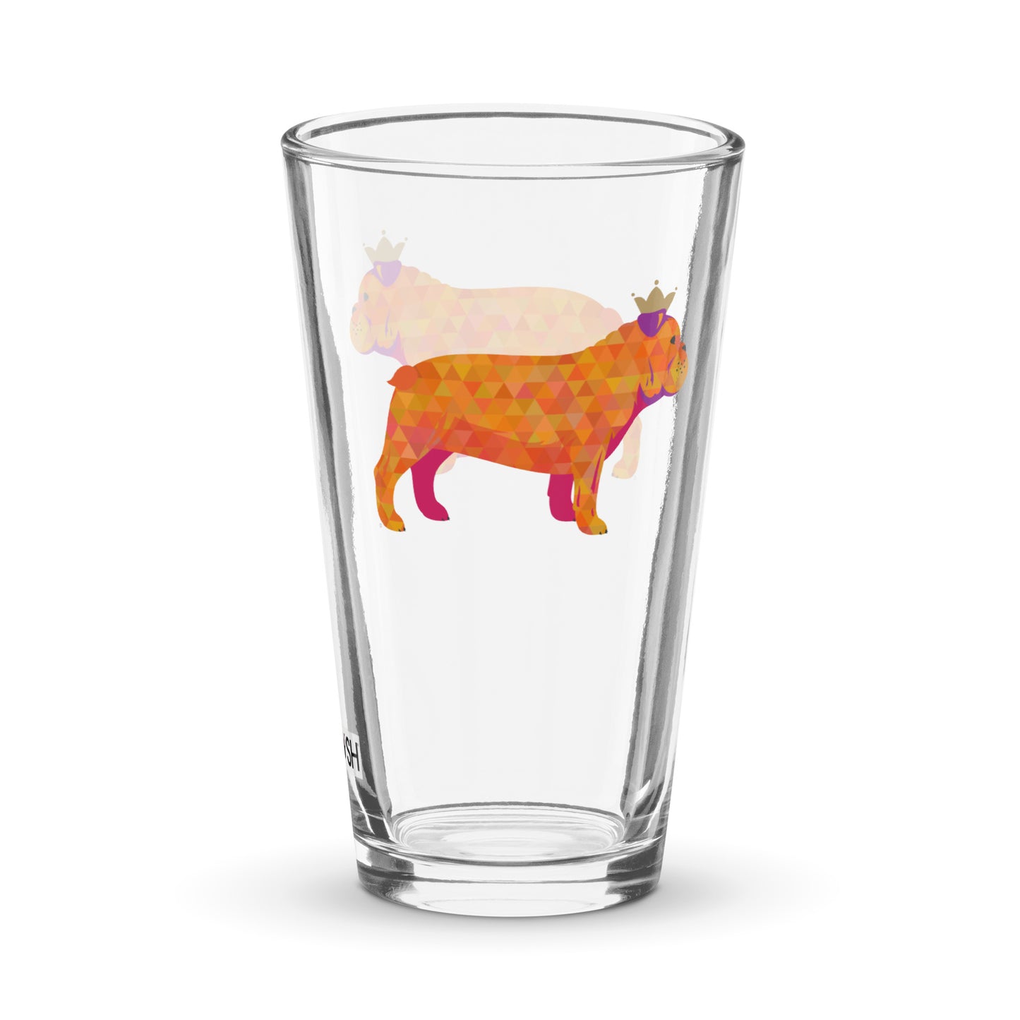 Frenchie Orange Shaker pint glass